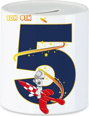 Produktbild von Ich Bin 5 Spardose  5. Geburtstag Weltall Astronaut Fans Rakete Geschenkidee 5 Jahre Alt