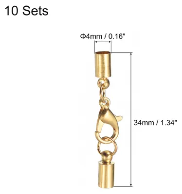 Produktbild von 10 Stš¹ck Kettenverschluss 4mm Lederkordel Endkappen mit Karabinerverschlš¹ssen Verschluss fš¹r Armb?nder Verschlš¹sse DIY Schmuckherstellung Herstellung Lederarmb?ndern, Hellgolden
