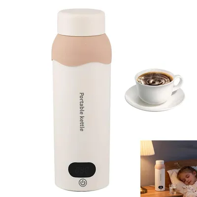 Produktbild von Reise Wasserkocher Klein, Tragbarer Mini-Wasserkocher aus Edelstahl mit 6 Temperaturstufen, automatischer Abschaltfunktion und schnellem Aufheizen