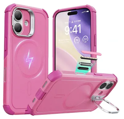 Zdjęcie produktu dla ESR - Cyber Armor Kickstand różowe etui ochronne na iPhone 17