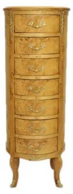 Produktbild von Casa Padrino Barock Kommode Vogelaugen Ahorn / Gold mit 7 Schubladen Rund - Antik Stil - 120 x 45 x 45 cm