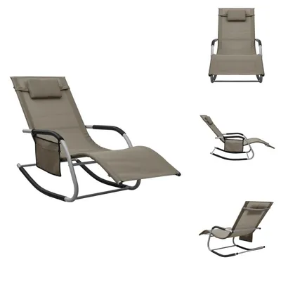 Image de vidaXL Transat en tissu Textilene, couleur taupe et gris - Transats