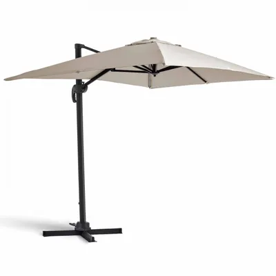 Image de Parasol déporté inclinable et rotatif 2x3m en aluminium écru - Oviala Amalya