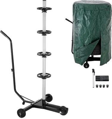 Produktbild von MONZANA® Felgenbaum mit Schutzhülle fahrbar für 4 Autoreifen – bis 100 kg belastbar Reifenständer inkl.Reifenmarkierer, passend für Reifen bis 225 mm Breite – mobiler Reifenbaum zur platzsparenden Aufbewahrung