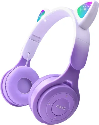 Produktbild von Over-Ear-Kopfhörer 2-in-1 mit Mikrofon für Mädchen und Jungen, Katzenohr-Kopfhörer faltbar mit begrenzter Lautstärke für Kinder ab 5
