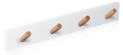 Immagine prodotto di Elzusha - Appendiabiti da parete in legno con 4 ganci - Design scandinavo - Bianco