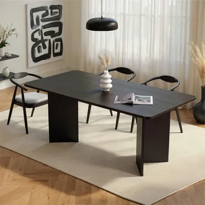 Produktbild von Skye Decor, Linza - Wood Black, Esstisch, Holz Schwarz, 100% MELAMINBESCHICHTETE SPANNPLATTE, 180 x 90 x 75 cm