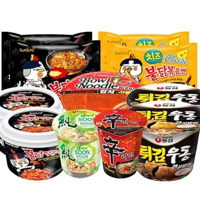 Produktbild von Koreanische Ramen Mix | Kennenlernbox mit 11 Koreanischen Instantnudeln Mischung zum probieren Angebot MHD 14.03.2025 (2 HOT Topokki )