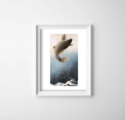 Produktbild von Poster - Canvas - Leinwand - 29,7 cm x 42 cm - springend Karpfen
