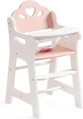Produktbild von Kinderhochstuhl Holzhochstuhl für Puppe, rosa und weiß, WRP27