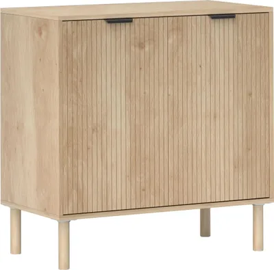 Image de Sideboard - Buffet - Étagère réglable - 2 Portes - Antibasculement - Pieds en bois - En bois - 78×40×77,5 cm - Marron