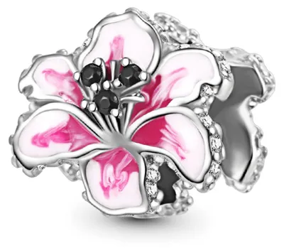 Produktbild von Gnoce Charm rosa Blume GMC036 Silber