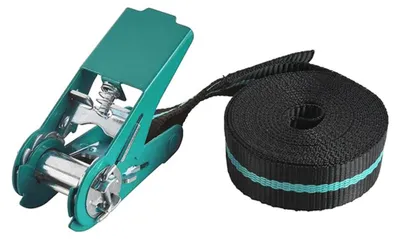 Produktbild von Wolfcraft 3418000 Einteiliger Spanngurt Zugkraft LC Niederzurren (einzeln/direkt)=90 daN (L x B) 4 m x 25 mm Ratsche