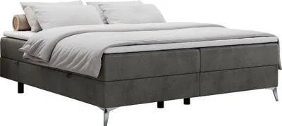Produktbild von Boxspringbett ohne Kopfteil mit Bettkasten, Bett niedriges Kopfteil, Polsterbett ohne Kopfteil - LESS - 180x200 - Dunkelgrau - H3