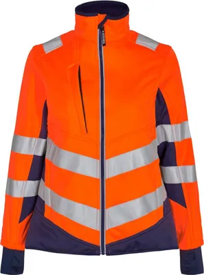 Produktbild von F. Engel Safety Damen Softshelljacke, Orange/Blue ink, Gr. S