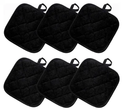 Produktbild von Topflappen für die Küche, hitzebeständige Ofenhandschuhe und Topflappen aus Baumwolle, 6 Stück, Schwarz