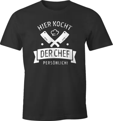 Produktbild von Herren T-Shirt Koch mit Spruch lustig Hier kocht der Chef persönlich Fun-Shirt Moonworks® anthrazit XL