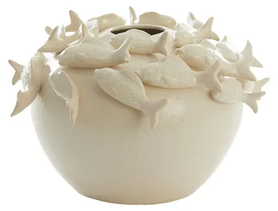 Image de Vase en céramique FISH de Light & Living en crème – Ø40x27 cm