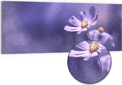 Produktbild von DEQORI Hybrid Leinwand Bild 150x60 cm 'Lilablütenzauber' Wandbild Glas flach modern