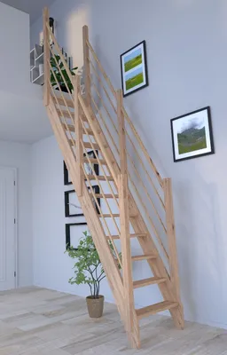 Zdjęcie produktu dla Oszczędzające miejsce schody dębowe 3000 z drewnianymi balustradami po obu stronach