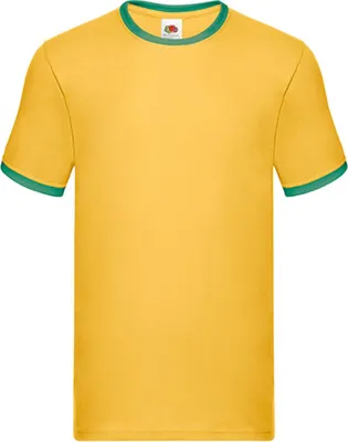 Produktbild von Fruit of the Loom 61-168-0 | Ringer Herren T-Shirt - Farbe: Sunflower/Kelly Green - Größe: M
