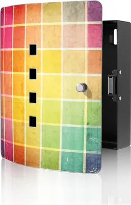 Produktbild von banjado Design Schlüsselkasten aus Edelstahl für 10 Schlüssel, Schlüsselschrank 24 x 21,5 x 7cm groß mit Magnetverschluss,  Bunte Glasbausteine [BWSK 11329]