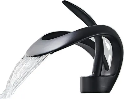 Produktbild von Badezimmer Waschbecken Wasserhahn, auf dem Waschtisch montiert, Einhandgriff, Kurzer Schwarzer