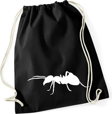 Produktbild von Huuraa Turnbeutel Ameise Silhouette 12 Liter Black Baumwolle Rucksack Geschenkidee
