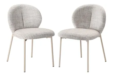 Image de CALICOSY - Lot de 2 Chaises en tissu beige chiné L60 cm - AMBRE