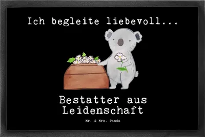 Produktbild von Mr. & Mrs. Panda Schmutzfangmatte Bestatter Leidenschaft 40 x 60 cm - Schwarz - Geschenk, Schuhabstreifer, Schmutzmatte, Fussmatte, fußmatte, Fußabtreter