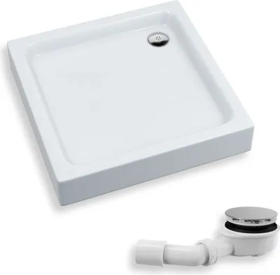 Produktbild von BADLAND Duschwanne Quadratisch Grando Plus 80x80x17 cm mit Ablaufgarnitur Gratis