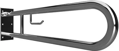 Produktbild von BELP Stützklappgriff in U-Form mit Toilettenpapierhalter Edelstahl poliert 100x250x866 mm, 120 kg Traglast für Bad & WC >> zum Bohren