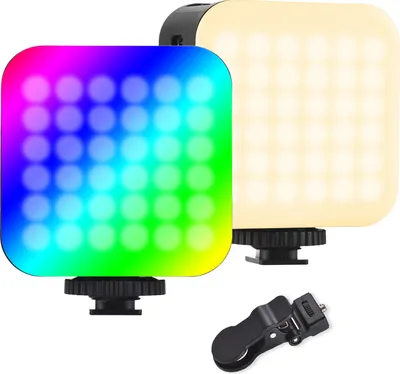 Produktbild von Doppelseitiges LED-Fuelllicht zum Aufstecken, RGB-Videoleuchte, 2500 K bis 9000 K, dimmbar, 24 Szenenbeleuchtungseffekte, integrierter Akku mit Bildschirmclip fuer Vlog Selfie Live-Streaming-Videokonferenzbeleuchtung