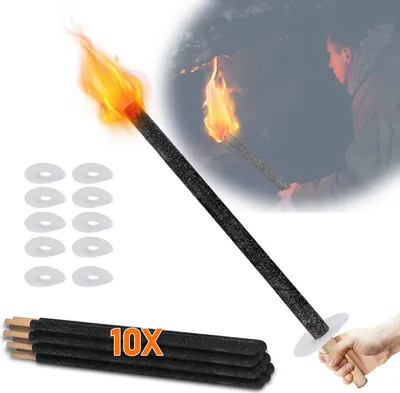Immagine prodotto di Jopassy 10 torce tempo di combustione 45 min. torce di cera incl. 10 x protezione per le mani, con manico extra lungo, per escursioni notturne ed eventi
