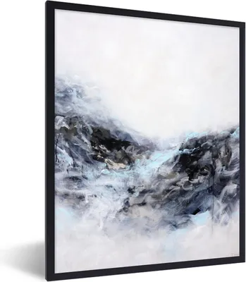 Produktbild von MuchoWow® Gerahmtes Poster Schwarz - Weiß - Farbe - Abstrakt 60x80 cm - Poster mit Schwarzem Bilderrahmen Wandposter Rahmen Foto Bilder - Premium - Wanddeko Wohnzimmer