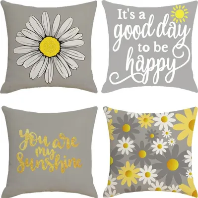 Produktbild von Dekorative Kissenbezüge Set, Weicher Kissenbezug 45cm x 45cm mit Unsichtbarem Reißverschluss Kissenhülle Pillow Covers für das Wohnzimmer Sofa Schlafzimmer - 4er Pack (Graun)