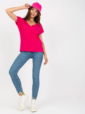 Produktbild von Basic Feel Good Kurzarm-T-Shirt für Frauen Achtouk fuchsie XS
