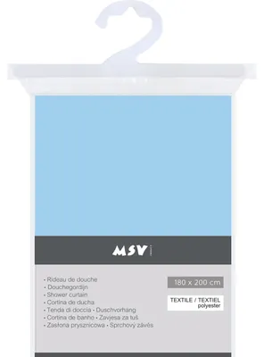 Produktbild von MSV Duschvorhang mit Ringen - hellblau - Polyester - 180x200cm