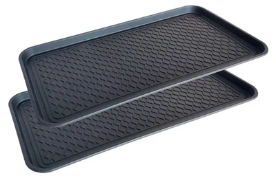 Schuh-Abtropfschale 2er-Set, 76x38x3 cm, schwarz, mit erhöhtem Rand