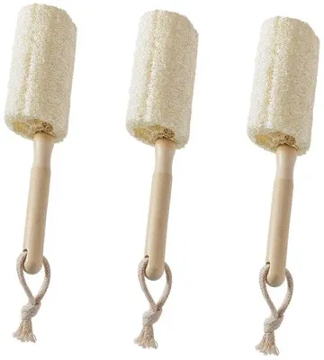 Image de Trois brosses à vaisselle en bois, brosses à bouteilles avec long manche en bois, manches en bois qui ne rayent pas, brosses à vaisselle pour le nettoyage, 18 cm