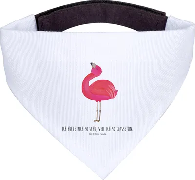 Produktbild von Mr. & Mrs. Panda Hundehalstuch Flamingo Stolz - Weiß - Geschenk, Halstuch, Rosa, Hunde, Tuch, Beste Freundin, Mama, Hund, Freude, Für