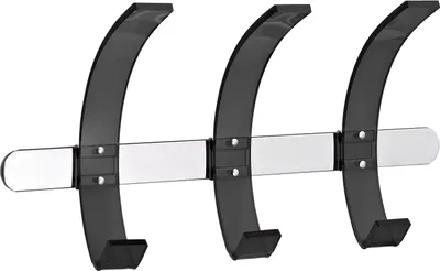 Produktbild von Wandgarderobe Leiste Metall Haken Acryl 37x9,5x20cm schwarz/silber Packung mit 12 Stück