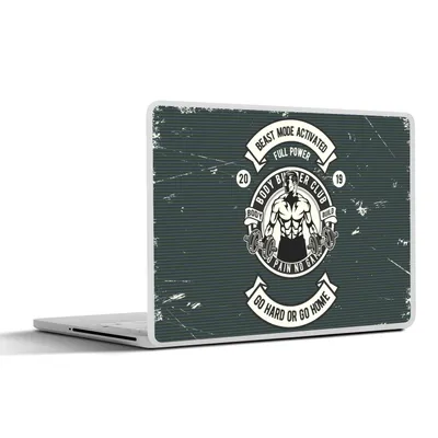 Produktbild von MuchoWow® Laptop Aufkleber Sticker Cover Mancave - Gewichte - Retro - Grau 25x18 cm - Laptop-Deko
