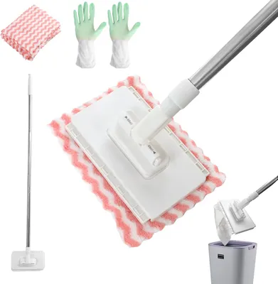 Produktbild von Wischmopp mit Druckklemmsystem, 10 wiederverwendbare Mikrofasertücher, für Haustiere