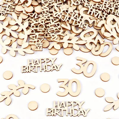 Produktbild von 100 Holz-Konfetti für Geburtstagsdekoration, Tischdekoration zum 30. Geburtstag
