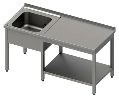 Productafbeelding van Chefkeuken met spoelbak, een wasbak links met afmetingen 1500x700x850 mm, met een mengkraan