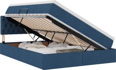 Produktbild von vidaXL LED-Speicherbett mit Matratze Blau 140 x 200 cm Stoff