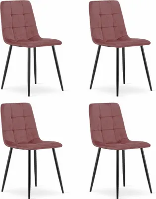 Produktbild von Samtstuhl KARA mit schwarzen Beinen, rosa