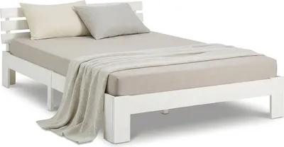 Image de lit en bois 120 x 200 cm lit double blanc