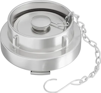 Image de Wiltec Chapeau d'accouplement Storz C/52 mm – 51 x 98 x 98 mm – en Aluminium – avec Manchon 120° et Chaîne de sécurité – Raccord pour Tuyaux pompier Irrigation Arrosage Lance incendie